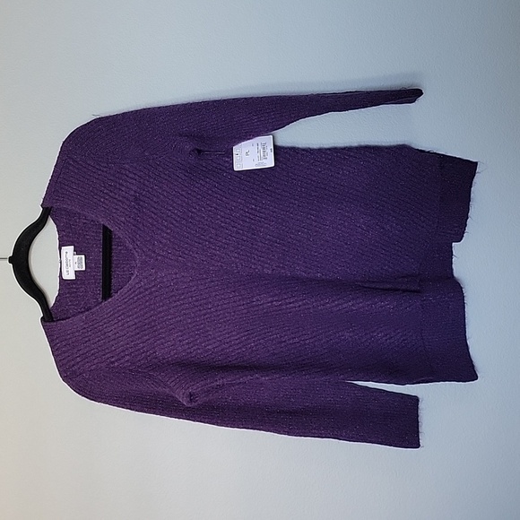 Liz Claiborne Witchy Fall NWT purple Petite large shimmer sweater - Picture 1 of 6